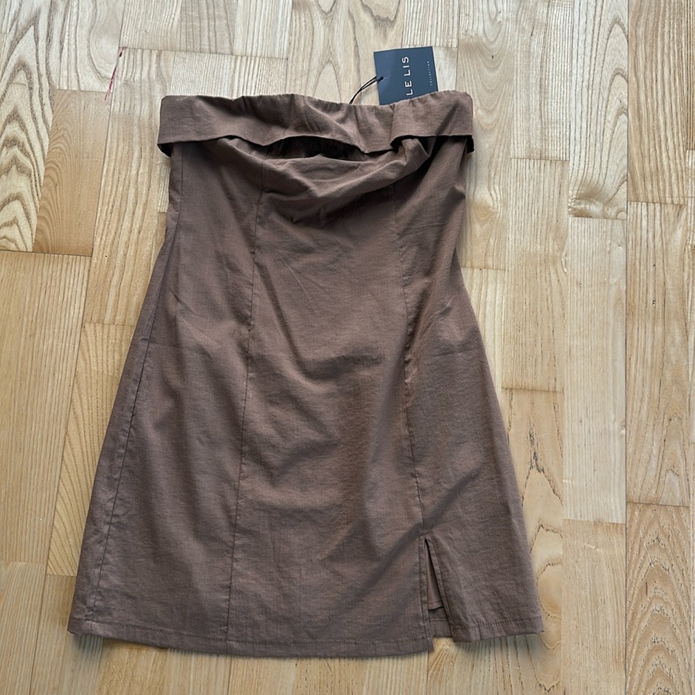 Brown tan strapless mini dress small